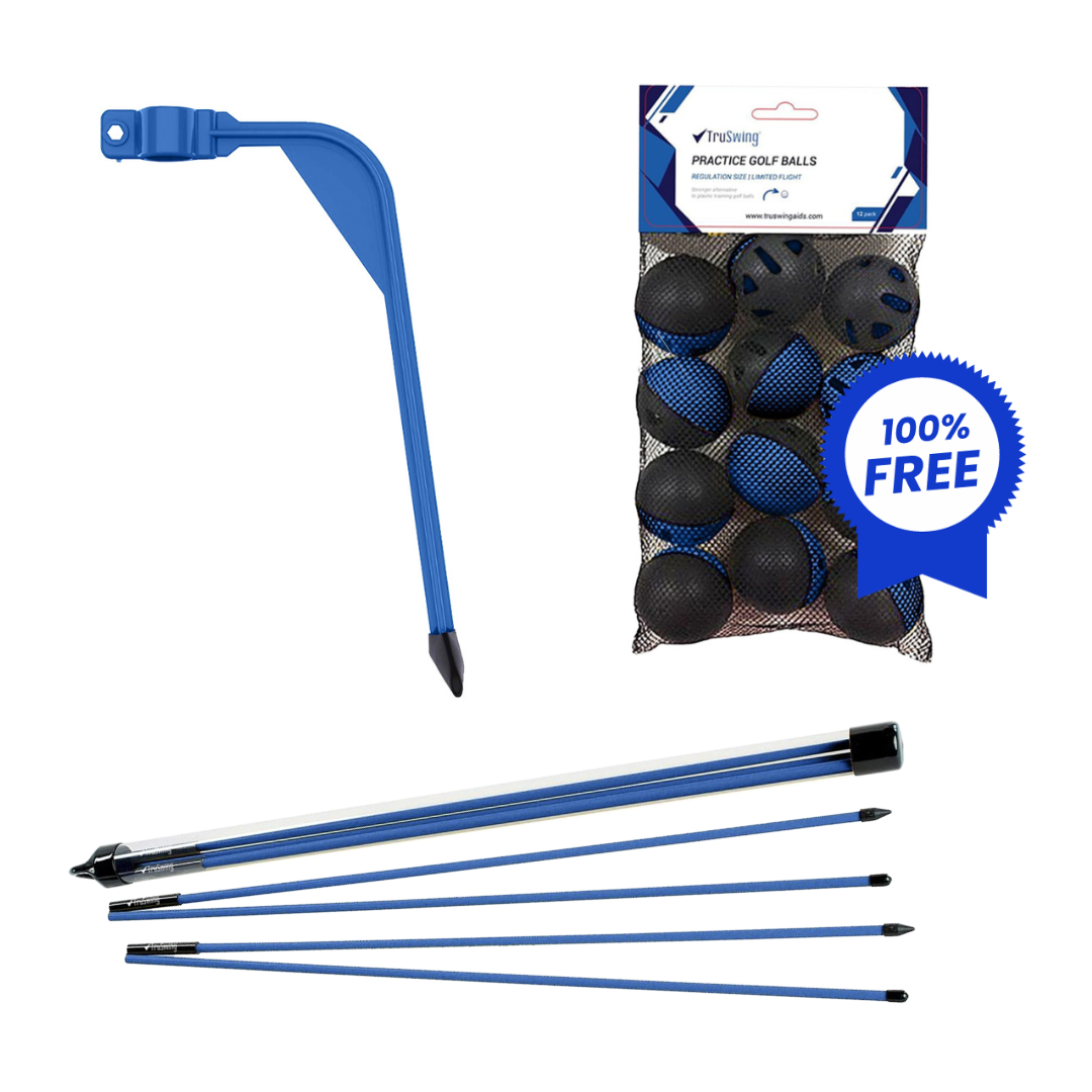 TruSwing Training Aid + Foldable Alignment Sticks + Free 12 x Limited Flight Practice Balls